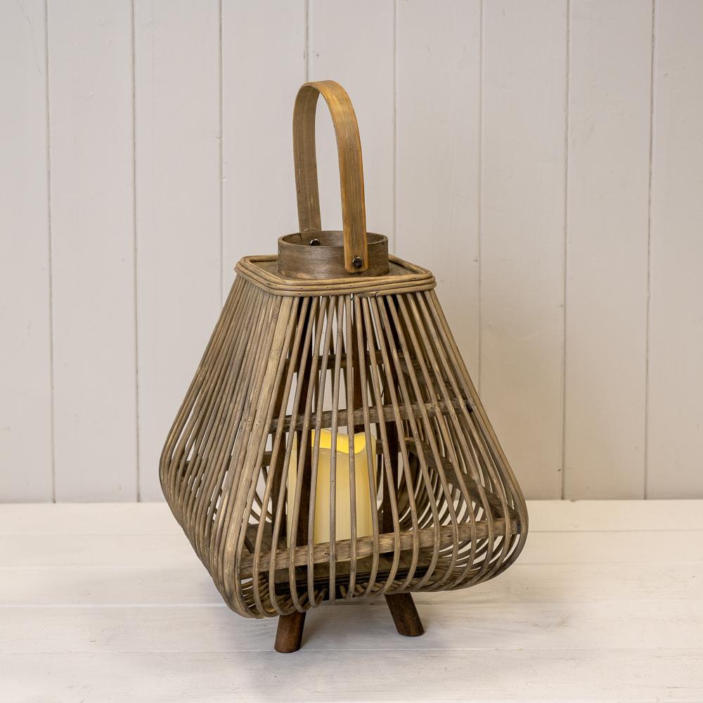 Bamboo Lantern W/LED Candle 32cm